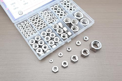 165Pcs SAE Hex Nuts Kit, 304 Stainless Steel Hex Nut Kit - size: SAE Kit---165Pcs