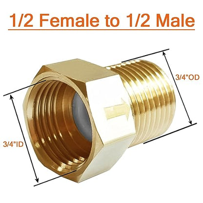 Joywayus Brass Check Valve 1/2" Female to 1/2" Male Thread One Way Non Return Backflow Preventer Check Valves (Pack of 2) - size: Female to Male