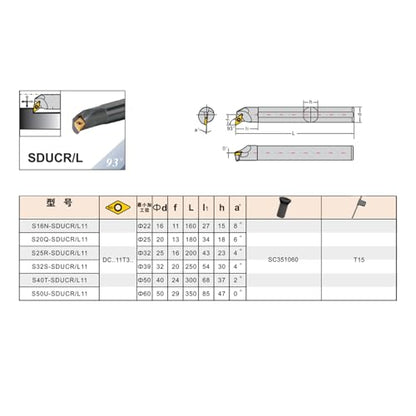 1pcs S20Q-SDUCR11 Internal Turning Tools Holder CNC Lathe Cutter Cutting Tool Parts for DCMT11 Carbide Inserts - size: 2-S20Q-SDUCR11