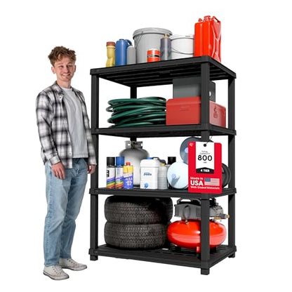 IRIS USA Plastic Storage Shelves |Made in USA| 57"H x 36"W x 24"D - Black - size: 4 Tier | 24"D x 36"W x 57"H