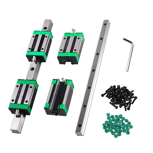 ANWOK 2PCS Linear Guide Rail HGR15 400mm(15.8 inch) Bearing Guide and 4PCS HGH15CA Square Slider Bearings Block CNC Parts for Automated Machine - size: 400mm, style: HGR15