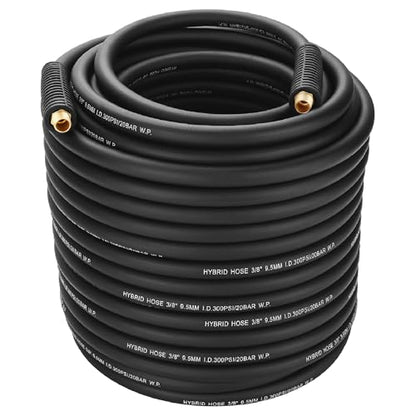 3/8" Hybrid Air Hose 150ft,1/4"MNPT Fittings,Heavy Duty Air Compressor Hose,Non-Kinking, Lightweight, Flexible In Extreme Cold Weather, Excellent UV, Oil and Abrasion Resistant,300 PSI - size: 150FT