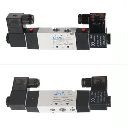 Solenoid Valve AirTAC 4V230C-08 DC12V 1/4"PT Double Solenoid 5/3 Way Closed Center Air Pneumatic Internal Pilot 21-114 PSI 5 Port 3 Position Have Memory Function. - size: 4V230C 08 1/4"PT, style: DC12V