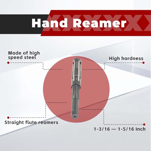 findmall Hand Reamer HSS 29.5-33.5mm/ 1-3/16-1-5/16 Inch Adjustable Hand Reamer Straight Flute Square End 6 Blades Reamer