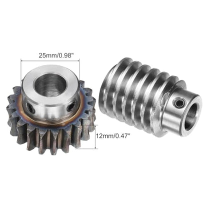 uxcell #45 Steel Worm Gear Set 20T 1.5 Module 20:1 Reduction Rate, Right Rotation Drive Gear Box Wheel Reduce Transmission Part (Gear-12mm Bore 33 mm OD, Rod 12mm Bore) - size: 12x33x12mm, style: 20:1