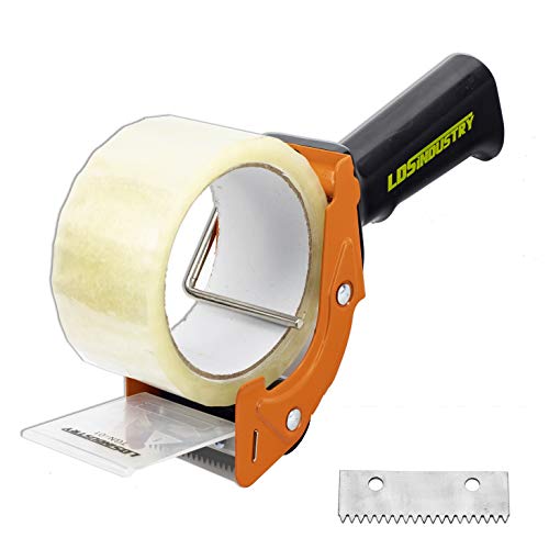 Rapid-Replace Packing Tape Dispenser Gun with Tape and Extra Blade, 2IN(50mm) Lightweight Ergonomic Industrial Handheld Tape Cutter for Carton, Packaging and Box Sealing (Orange) - color: Orange