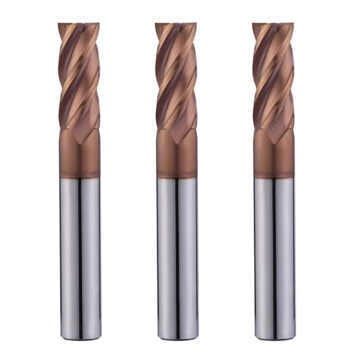 1/2" Carbide Square End Mills Set 4 Flute HRC55 TISIN Coating 3PCS - size: 1/2 in