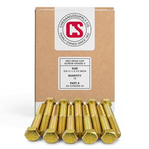 Chenango Supply 5/8-11 x 3-1/2" Grade 8 Hex Head Cap Screws - size: 5/8-11 x 3-1/2" Hex Bolt