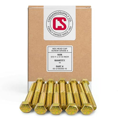 Chenango Supply 5/8-11 x 3-1/2" Grade 8 Hex Head Cap Screws - size: 5/8-11 x 3-1/2" Hex Bolt