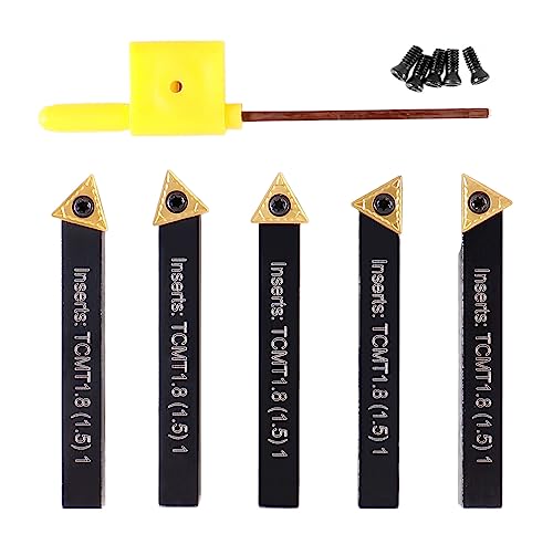 Accusize Industrial Tools 1/4'' by 2'' Oal 5 Pc Indexable Turning Tool Set with Tcmt1.8(1.5) Carbide Inserts, 2380-5022 - size: 1/4 in