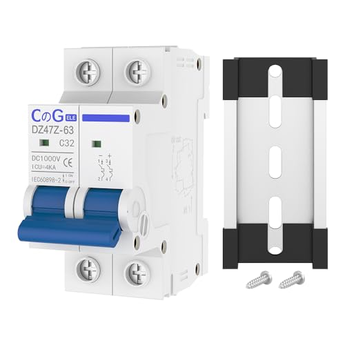 DC Miniature Circuit Breaker, CGELE 2 Pole 32 Amp 1000V DC Disconnect Switch for Solar PV Systems Thermal Magnetic Trip Din Rail Mount - style: 32A