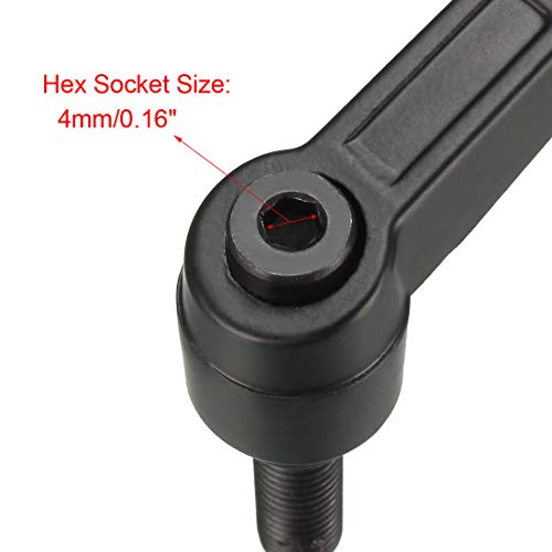 uxcell M8 x 25mm Handle Adjustable Clamping Lever Thread Push Button Ratchet Male Threaded Stud Knobs Rotating Screw Handles Bolts with Locking Lever Black 2pcs - size: M8x25mm