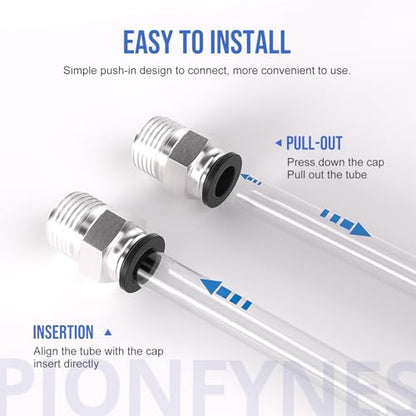 10PCS Push to Connect Fittings 1/4 Inch Tube OD x 3/8 Inch NPT Thread Pneumatic Male Straight Connector Air Fittings - size: 1/4"OD x 3/8"NPT 10PCS
