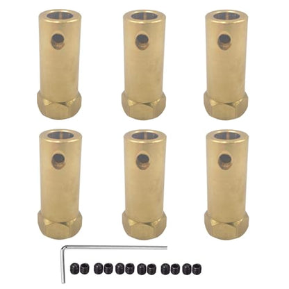 6Pcs Hex Coupler 7mm Bore Motor Hex Brass Shaft Coupling Flexible Connector for DC Motor Shaft, Robot, Model Car Tires Shaft - size: 7mm