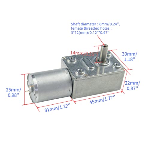 CHANCS Self-Locking Reversible 370WG 6V DC 2RPM Worm Geared Drive Motor for DIY Parts - size: ‎6V, style: 2RPM