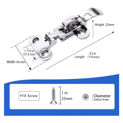 Marine 316 Stainless Steel Anti-Rattle Lockable Hatch,Hold Down Clamp Latch,Marine Hatch Locker (2 PCS)