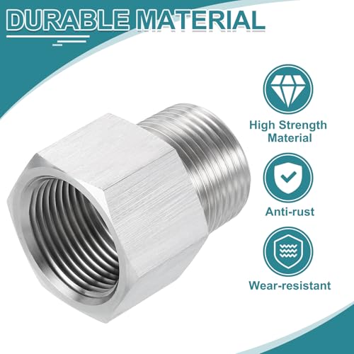 uxcell Pipe Fitting Reducing Adapter, 3/4" NPT Male x G3/4" Female 304 Stainless Steel Reducer Connectors for Water Oil Air Pressure Gauge, Silver - size: 3/4" NPT x G3/4"