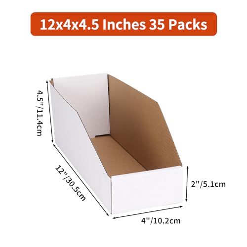 ZBEIVAN Cardboard Storage Bins Boxes 35 Packs 12x4x4.5 Inches, Easy Assembly Pantry Organizer Bins for Shelf, White - color: White, size: 12x4x4.5 inch