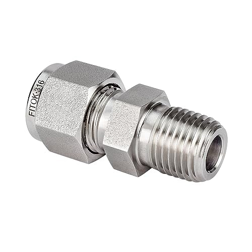316 Stainless Steel Compression Tube Fitting Male Connector 1/2" Tube OD x 1/8" Male NPT 6700 psi, SS-CM-FL8-NS2 - size: 1/2" OD x 1/8" MNPT