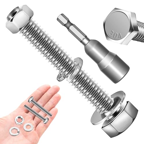 (6 Sets) 3/8 Bolt, 3/8-16 x 2-1/2" Hex Head Screws, Assorted Screws Nuts and Bolts with Flat & Lock Washers, Stainless Steel 3/8 Bolts and Nuts Set, Fully Threaded by Marysino - color: (Silver)-3/8, size: 2-1/2"