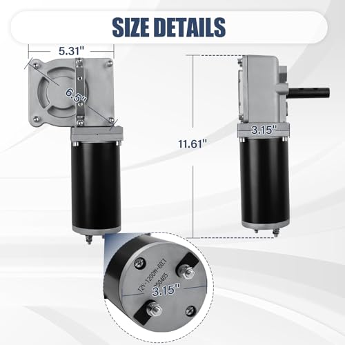 1200W 60:1 1.6HP Electric Tarp Motor for Dump Trucks Over 28' Length, Universal Tipper Truck Canopy Motor for Dump Truck Tarp System with Chrome Housing Cover- 12V DC, 55AMPS/65RPM- 5 Years Warranty - size: 1200w 60:1