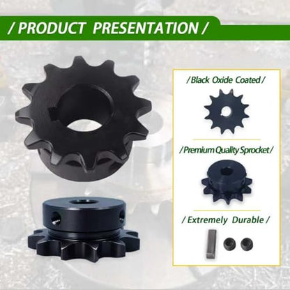 #50 Roller Chain Sprocket 18 Tooth 1" Bore (1/4" Keyway) Black Oxide with 2 Set Screws & Key for Conveyor Farm Equipment Packaging Industrial Heavy Duty Drive, Hardened Steel 50BS18-1 - size: 1 inch, style: 18tooth
