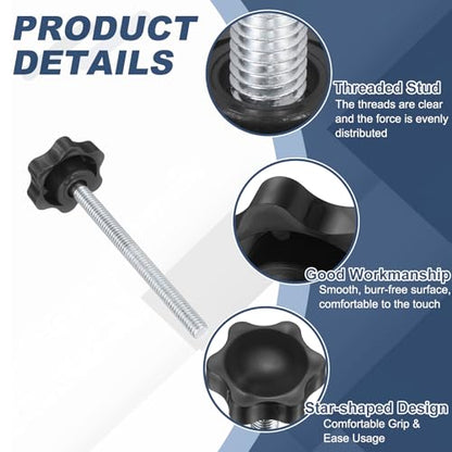 uxcell 2Pcs 5/16"-18 Star Knobs 3.7" Threaded Stud Male Clamping Knob - size: 5/16"-18, 3.7"