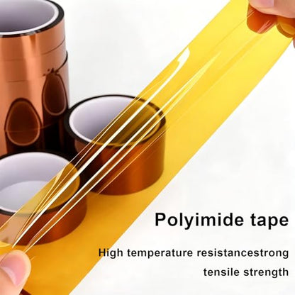 BOMEI PACK Polyimide Tape, 1 Pack High-Temperature Resistant Tape 5inch x 16m(54ft), No Residue Heat-Resistant Tape for Electric Task, 3D Printing, Soldering, Sublimation, Masking - size: 5 inch