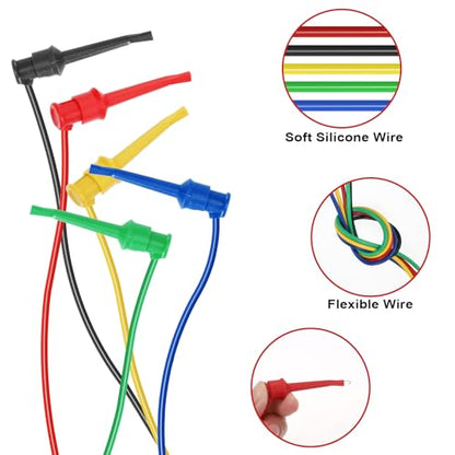 Sumnacon 5Pcs Stackable Banana Plug to Test Hook Wire Cable Kit, 6.6Ft/2M - size: 6.6 ft