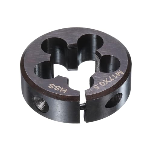 HARFINGTON Round Threading Die M17 x 0.5 Metric Thread 38mm OD Adjustable Right Hand High-Speed Steel (HSS) Round Die Screw Thread Cutting Die for Thread Repair - size: M17 x 0.5