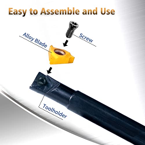 Lathe Turning Holders Threading Holder - Threading Tools Metal Lathe Cutting Tools 3pcs Internal Boring Bars SNR0008K11+SNR0010K11+SNR0012M11 with 3pcs Indexable Carbide Inserts for Lathe Tools - color: 3pcs SNR turning holders+3pcs inserts