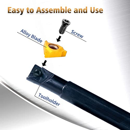 Lathe Turning Holders Threading Holder - Threading Tools Metal Lathe Cutting Tools 3pcs Internal Boring Bars SNR0008K11+SNR0010K11+SNR0012M11 with 3pcs Indexable Carbide Inserts for Lathe Tools - color: 3pcs SNR turning holders+3pcs inserts