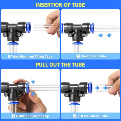 TAILONZ 1/4" Push to Connect Fittings Kit 14Pcs - color: Blue, size: 1/4"OD/14PCS