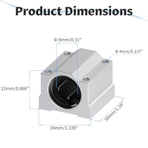 4 Pcs SCS8UU Linear Ball Bearings, 8mm ID, 30mm Length - size: SCS8UU