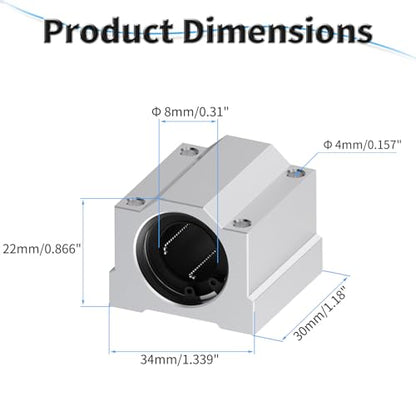 4 Pcs SCS8UU Linear Ball Bearings, 8mm ID, 30mm Length - size: SCS8UU