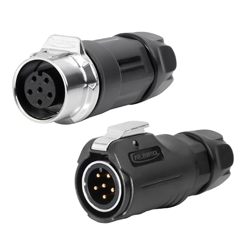 CNLINKO LP-12 6 Pin Connector IP68 Waterproof Circular Electrical Plug for Outdoor Equipment Solar Industrial Machinery DC 12V M12 2-8 Pin Male Plug and Female Plug (6-Pin) - size: 6-Pin, style: Metal-reinforced Kit