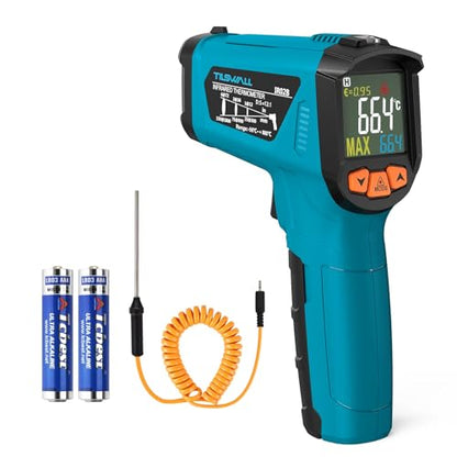 Tilswall Infrared Thermometer Gun, -58°F to 1472°F(-50~800°C), Sky Blue - color: black