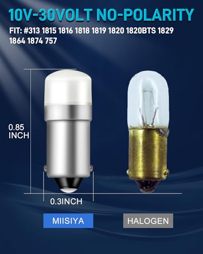 1820 Bulb 1445 1816 1815 1818 1819 757 53 57 313 BA9S Led Bulb 10-30Volt for Train Lights,House Number Light Bulb,Bingo Board Display and Industrial White 10Pack - color: White 1820 Bulb
