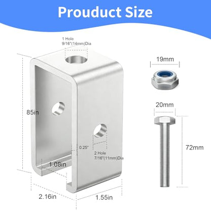 Strut Channel Hanger Brackets for 1-5/8 Inch Unistrut Trolley Track, 4 Pack - size: 4 Pack