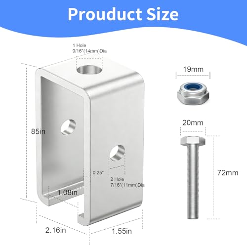 Strut Channel Hanger Brackets for 1-5/8 Inch Unistrut Trolley Track, 8 Pack - size: 8 Pack