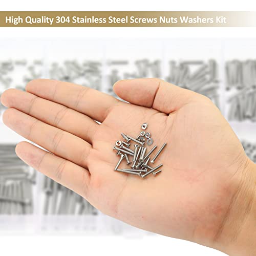 562 Pieces M2.5 x 4/6 /8/10 /12/16 /20mm Countersunk Head Socket Cap Screws Nuts Washers Assortment Kit, 304 Stainless Steel, Fully Machine Thread - size: M2.5, style: Countersunk Head Socket Cap