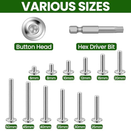 Mellewell M6 x 6mm Flanged Button Head Socket Cap Screw Bolts, 304 Stainless Steel 18-8, Allen Socket Drive, Bright Finish, Fully Threaded, Pack of 25 - color: Silver, size: M6-1.0 x 6mm