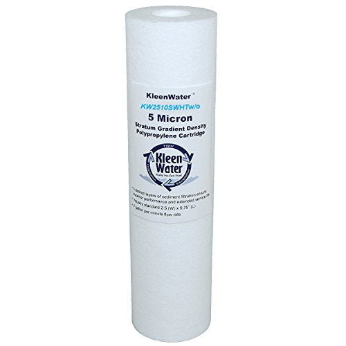 KleenWater Hot Water Filter (1), Mounting Bracket (1), High Temp Cartridges, 5 Micron (3), Spare O-ring (1), Filter Wrench (1)