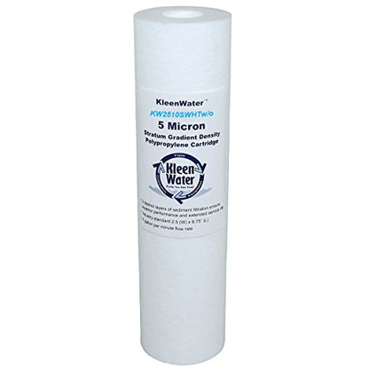 KleenWater Hot Water Filter (1), Mounting Bracket (1), High Temp Cartridges, 5 Micron (3), Spare O-ring (1), Filter Wrench (1)