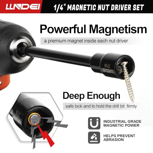 LLNDEI 1/4" Drive Socket Set & Nut Driver Set with Ratchet 38Pcs SAE 5/32" - size: 38PCS SAE