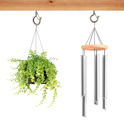 FSAH 48 PCS Q-Hanger Hooks with Safety Buckle, Windproof Screw Hooks - color: Copper, size: 48 Pcs