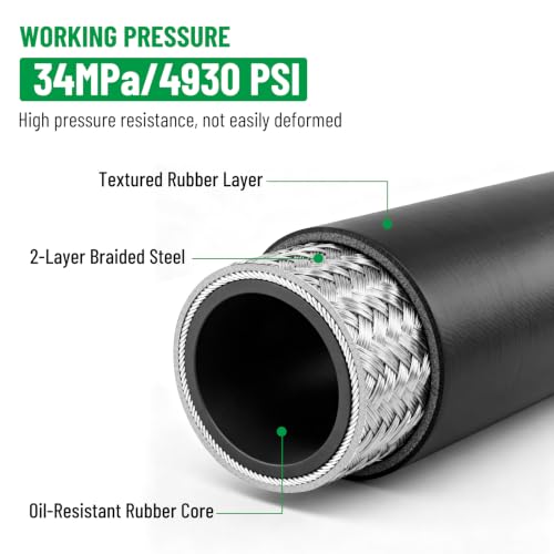 50FT 3/4" Hydraulic Hose with 12PCS Hydraulic Hose Fittings - size: 3/4" Hydraulic Hose - 50FT