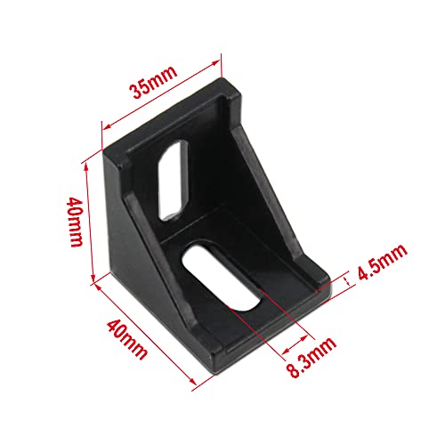 10PCS Extruded Aluminum Profile 4040 Corner Bracket Right Angle with Screws for 8mm Slot Aluminum Extrusion Profile 4040 Series (4040-Black-10 with Screws) - style: 4040-Black-10 with screws