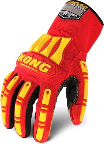 Ironclad KONG KRC5-02-S Rigger Grip Cut 5 Oil & Gas Safety Impact Gloves, Small,Red/Yellow - size: Small (Pack of 1)