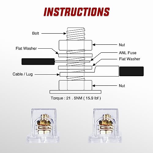 Nilight 2PCS 150A ANL Fuse Holder and ANL Fuses Electrical Protected - color: ANL Fuse, size: 150A
